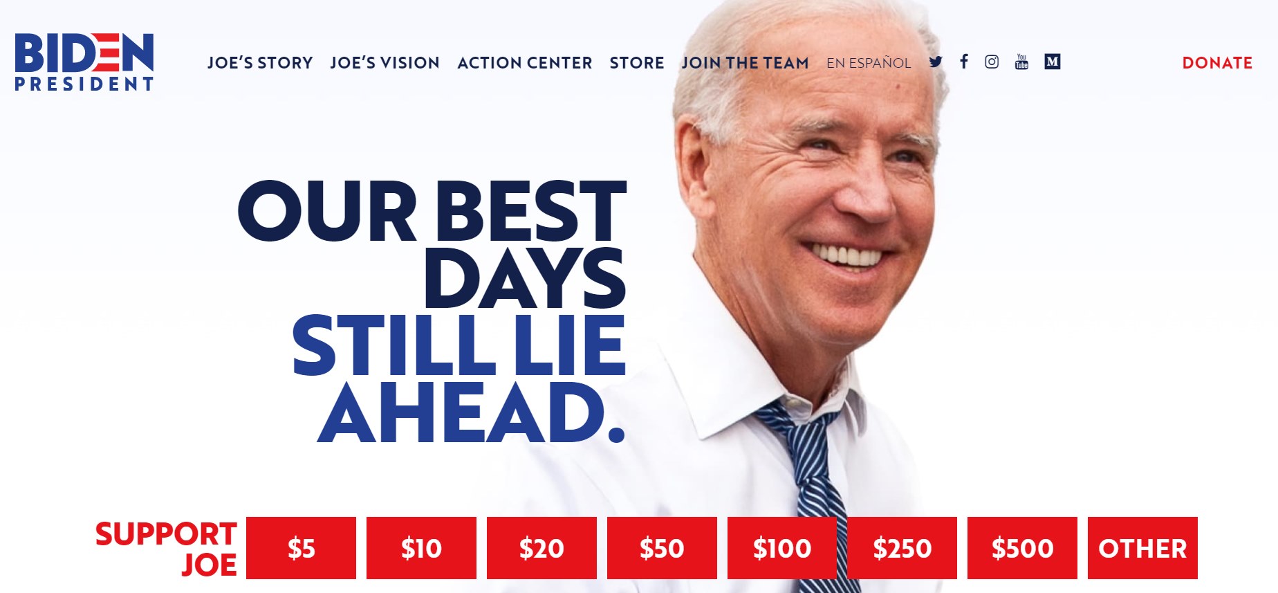 Скріншот з виборчого сайту Джо Байдена 